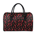 Red Chili Peppers Pattern Print Leather Duffel Bag