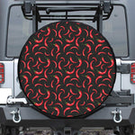 Red Chili Peppers Pattern Print Leather Spare Tire Cover