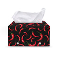 Red Chili Peppers Pattern Print Leather Tissue Box Cover