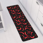 Red Chili Peppers Pattern Print Long Kitchen Mat