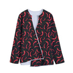 Red Chili Peppers Pattern Print Long Sleeve Short Coat