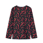 Red Chili Peppers Pattern Print Long Sleeve Short Coat