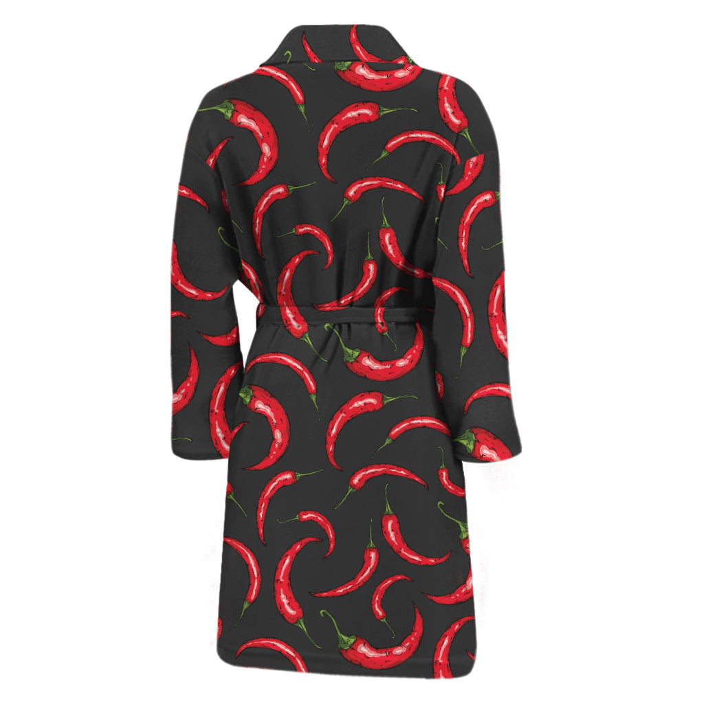 Red Chili Peppers Pattern Print Men's Bathrobe
