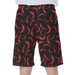 Red Chili Peppers Pattern Print Men's Beach Shorts