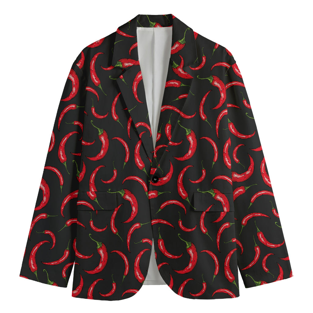 Red Chili Peppers Pattern Print Men's Blazer