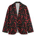 Red Chili Peppers Pattern Print Men's Blazer
