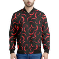 Red Chili Peppers Pattern Print Men's Bomber Jacket