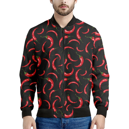 Red Chili Peppers Pattern Print Men's Bomber Jacket