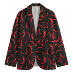 Red Chili Peppers Pattern Print Men's Cotton Blazer