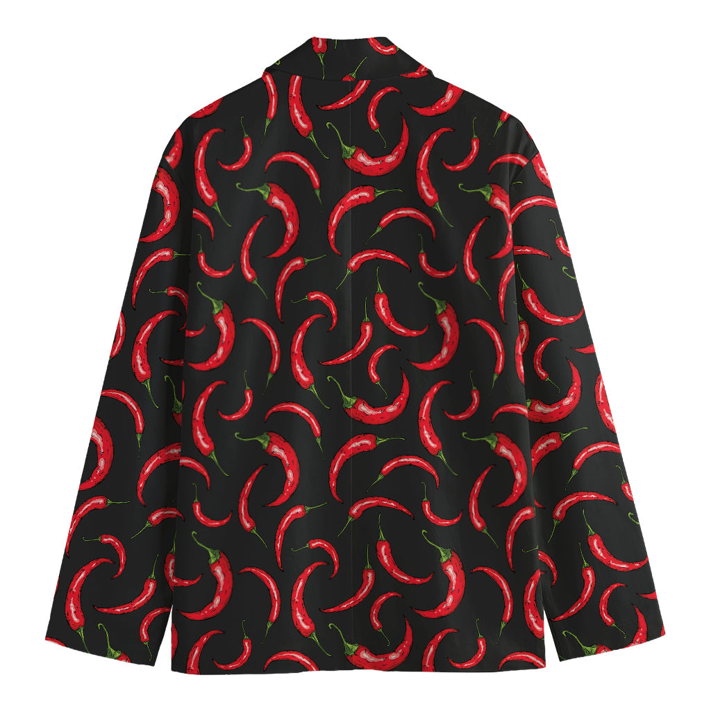 Red Chili Peppers Pattern Print Men's Cotton Blazer