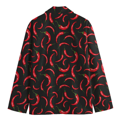 Red Chili Peppers Pattern Print Men's Cotton Blazer