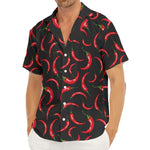 Red Chili Peppers Pattern Print Men's Deep V-Neck Shirt