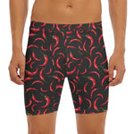 Red Chili Peppers Pattern Print Men's Long Boxer Briefs