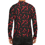 Red Chili Peppers Pattern Print Men's Long Sleeve Rash Guard