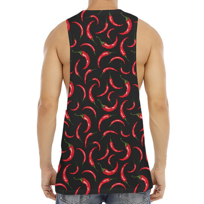 Red Chili Peppers Pattern Print Men's Muscle Tank Top