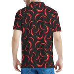 Red Chili Peppers Pattern Print Men's Polo Shirt