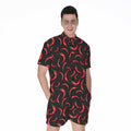 Red Chili Peppers Pattern Print Men's Romper