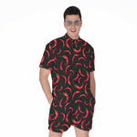 Red Chili Peppers Pattern Print Men's Rompers