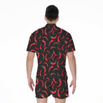 Red Chili Peppers Pattern Print Men's Rompers