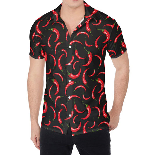 Red Chili Peppers Pattern Print Men's Shirt
