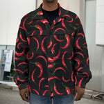 Red Chili Peppers Pattern Print Men's Shirt Jacket
