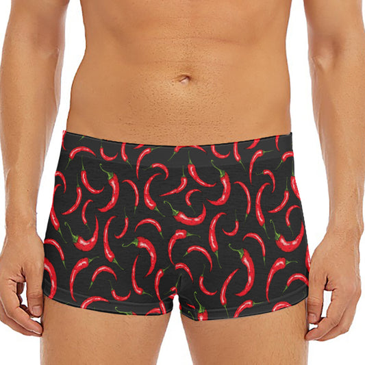 Red Chili Peppers Pattern Print Men's Short Boxer Briefs