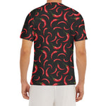 Red Chili Peppers Pattern Print Men's Short Sleeve Rash Guard
