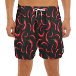 Red Chili Peppers Pattern Print Men's Split Running Shorts
