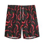 Red Chili Peppers Pattern Print Men's Sports Shorts