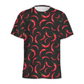 Red Chili Peppers Pattern Print Men's Athletic T-Shirt