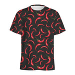 Red Chili Peppers Pattern Print Men's Sports T-Shirt
