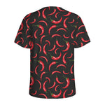 Red Chili Peppers Pattern Print Men's Sports T-Shirt
