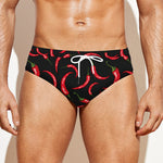 Red Chili Peppers Pattern Print Men's Swim Briefs