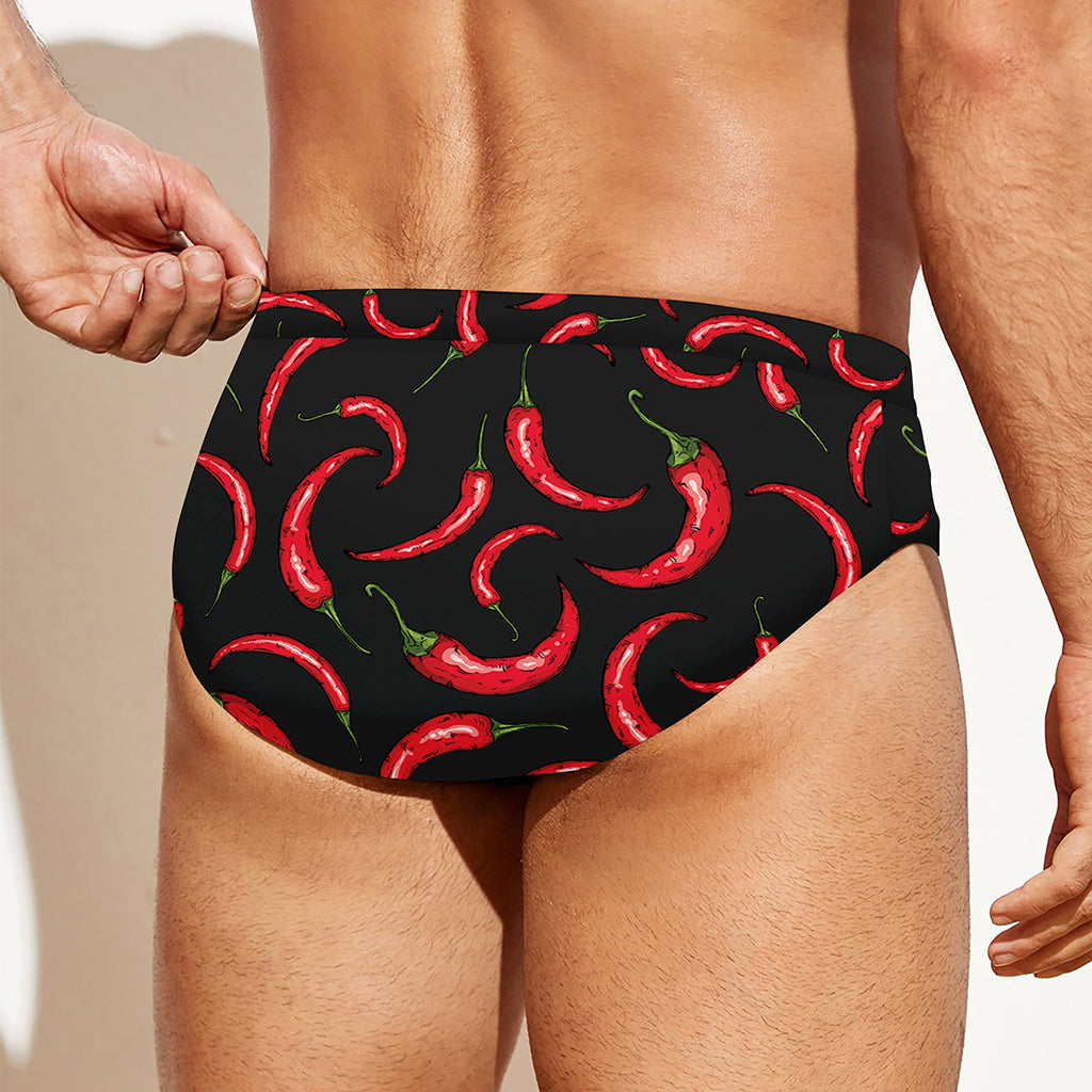 Red Chili Peppers Pattern Print Men's Swim Briefs