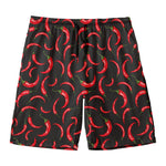 Red Chili Peppers Pattern Print Men's Swim Trunks
