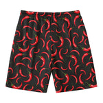Red Chili Peppers Pattern Print Men's Swim Trunks