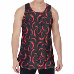 Red Chili Peppers Pattern Print Men's Velvet Tank Top