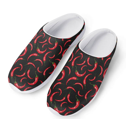 Red Chili Peppers Pattern Print Mesh Casual Shoes