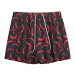 Red Chili Peppers Pattern Print Mesh Shorts