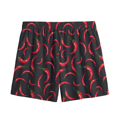 Red Chili Peppers Pattern Print Mesh Shorts