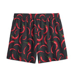 Red Chili Peppers Pattern Print Mesh Shorts