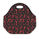 Red Chili Peppers Pattern Print Neoprene Lunch Bag