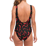 Red Chili Peppers Pattern Print One Piece Swimsuit