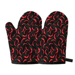 Red Chili Peppers Pattern Print Oven Mitts