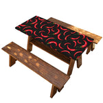 Red Chili Peppers Pattern Print Picnic Table Cover