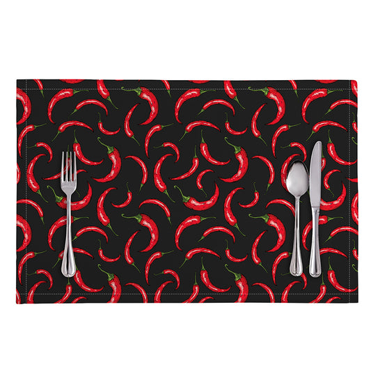 Red Chili Peppers Pattern Print Placemat