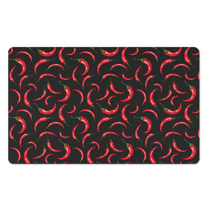 Red Chili Peppers Pattern Print Polyester Doormat
