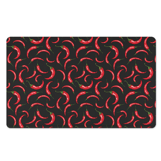 Red Chili Peppers Pattern Print Polyester Doormat