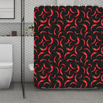 Red Chili Peppers Pattern Print Polyester Shower Curtain