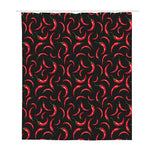 Red Chili Peppers Pattern Print Polyester Shower Curtain
